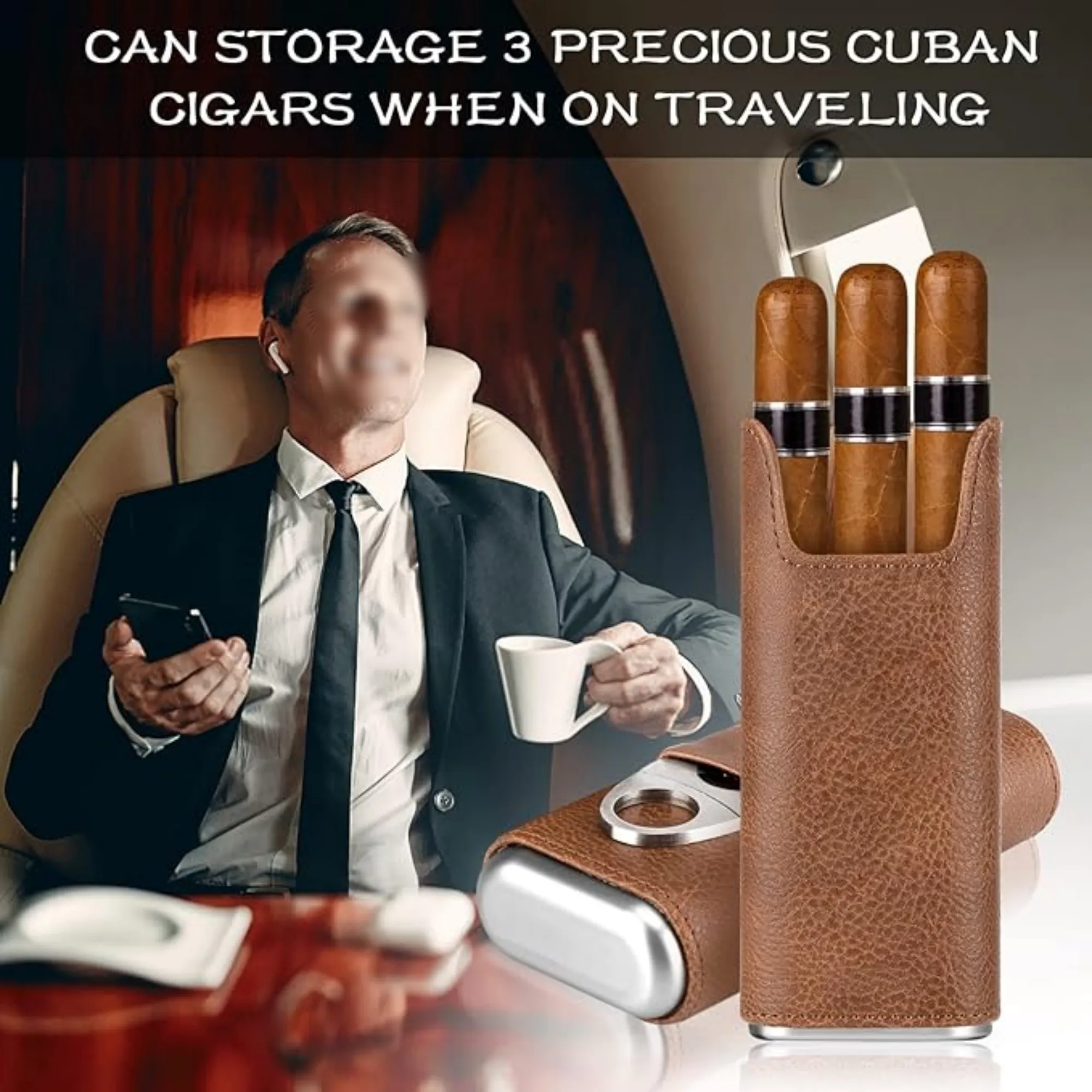 Cedar Wood Lined Cigar Humidor with Stainless Steel Cutter 6