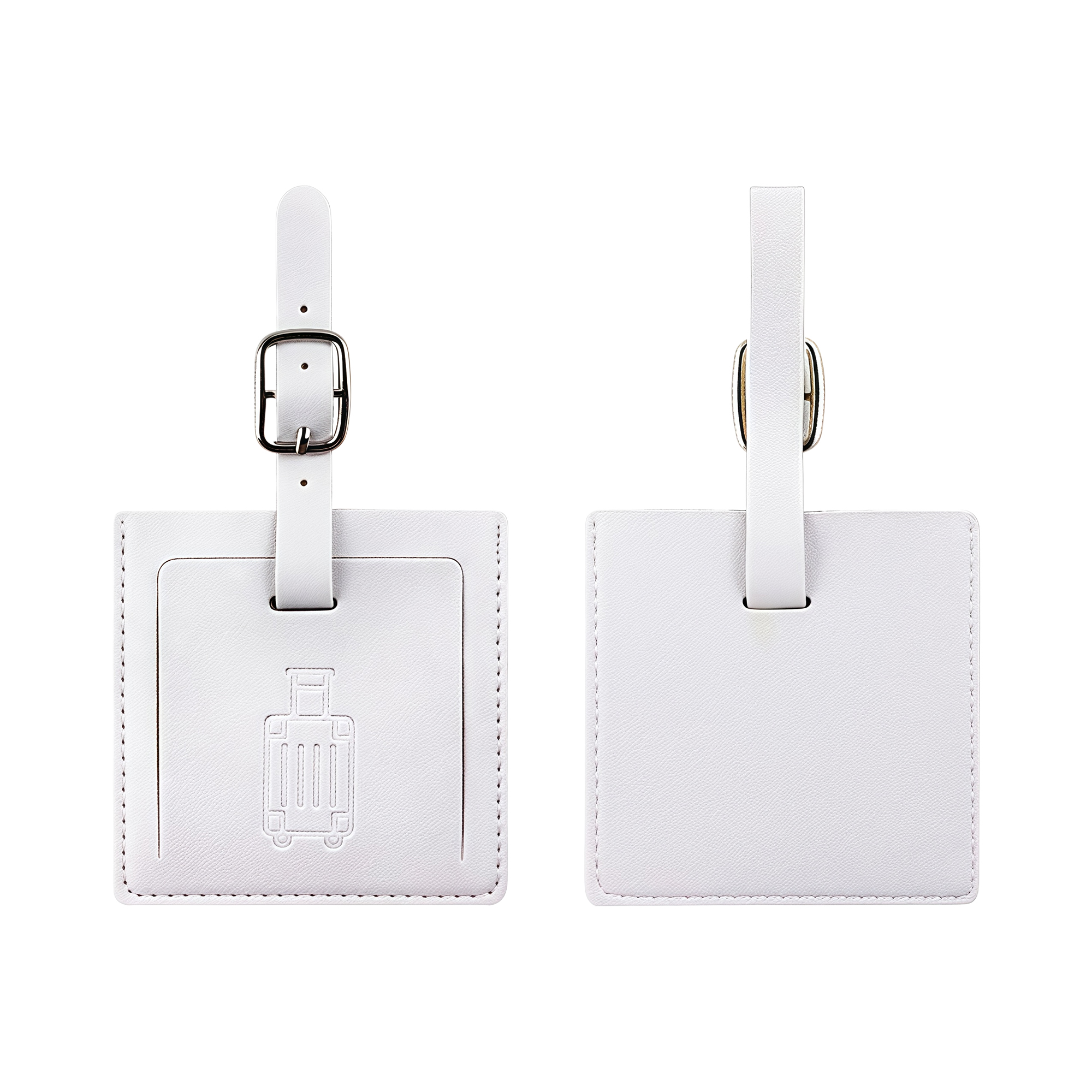 Square Luggage Tag PU Leather with Signature Paper 3