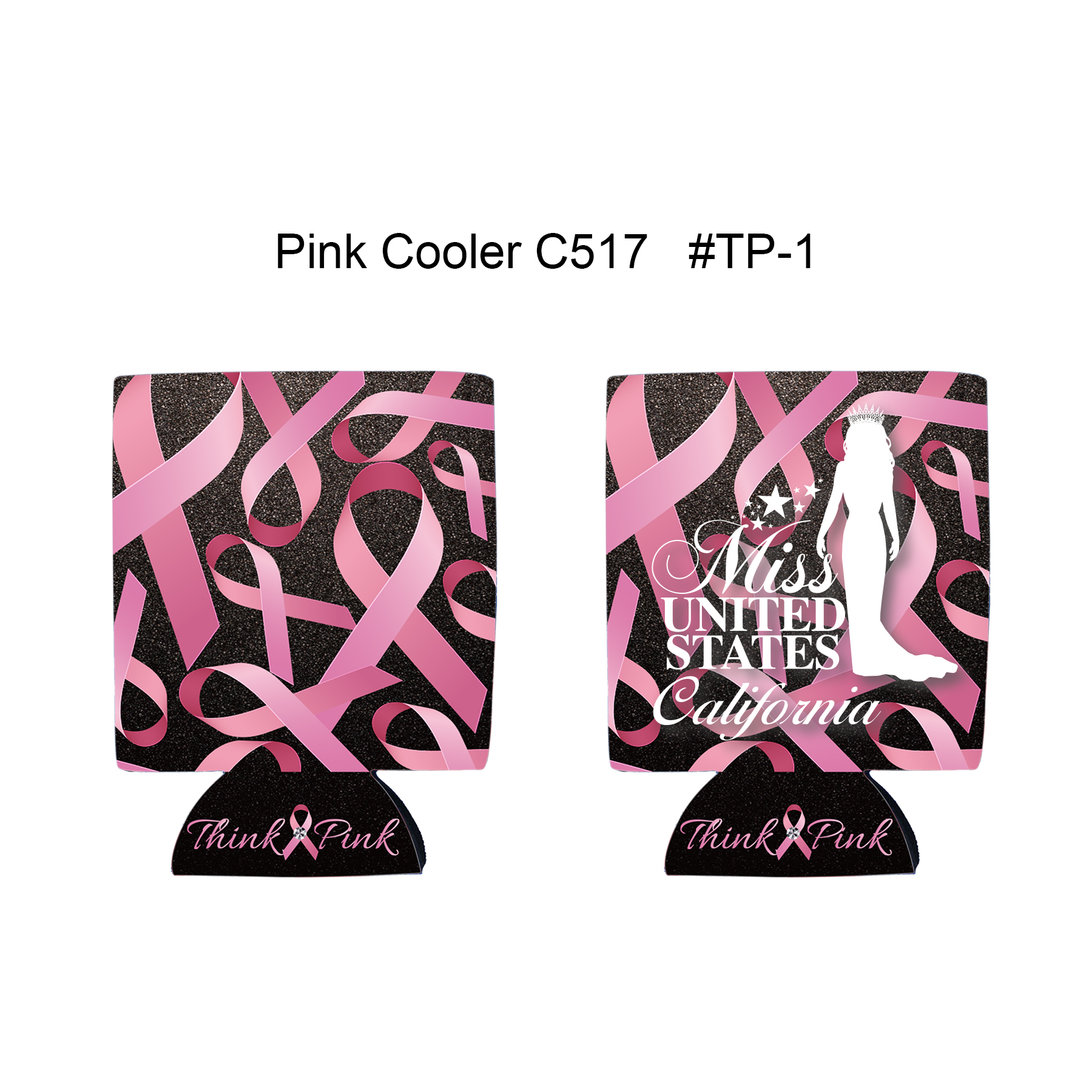 Free Shipping Ribbon Design Sublimated Collapsible Can Cooler 3