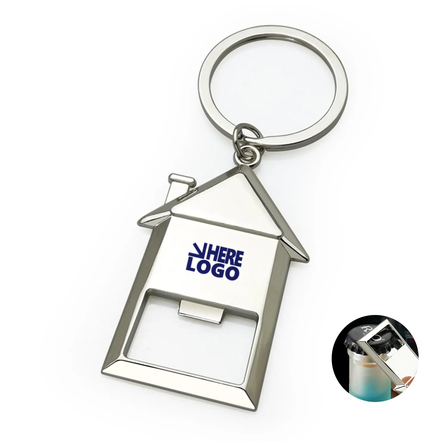 Metal House Keychain with Bottle Opener 2