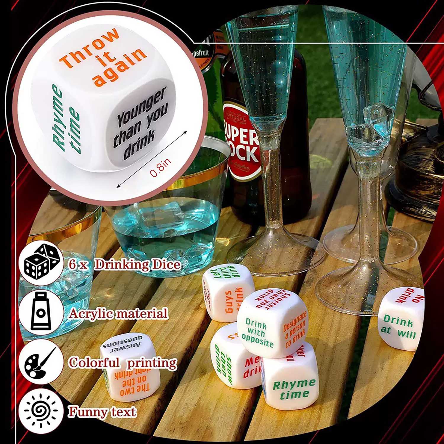 Custom Acrylic Drinking Game Dice 1