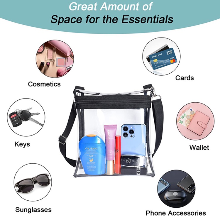 Clear Crossbody Bag Messenger Shoulder Bag w/Adjustable Strap 5