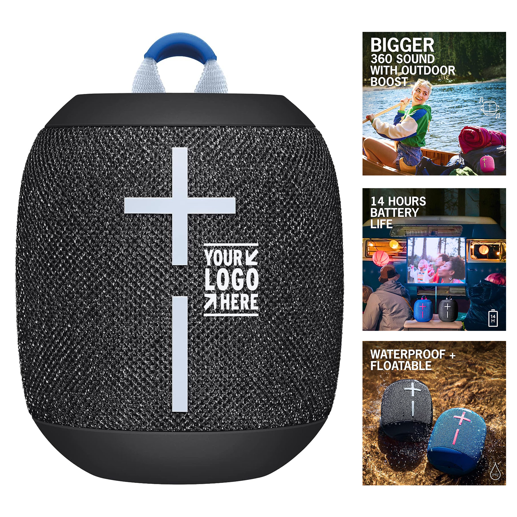 Big Bass 360-Degree Sound Small Waterproof Dustproof IP67 Portable Wireless Bluetooth Speaker