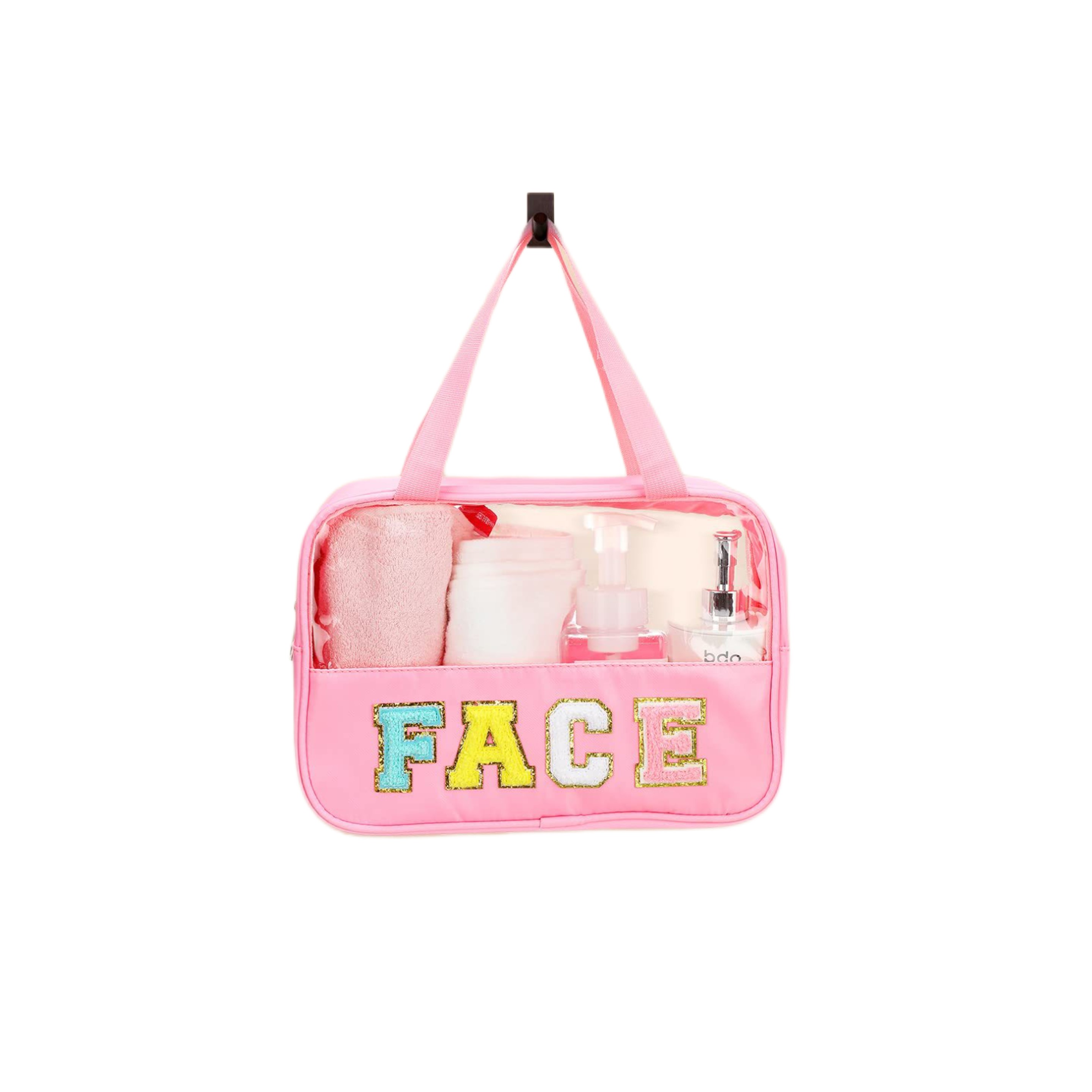 Chenille Letter Cosmetic Bag with Handle (direct import) 3