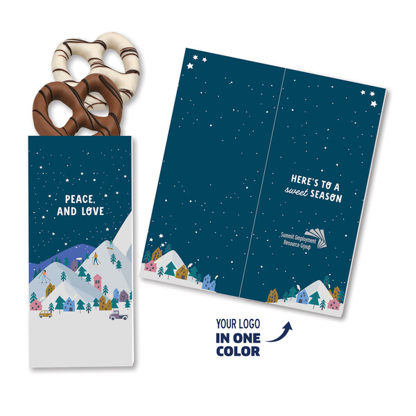 One Color Foil-Stamped Stock Holiday Sentiment Sweeter Cards with Chocolate Dipped Pretzels 1