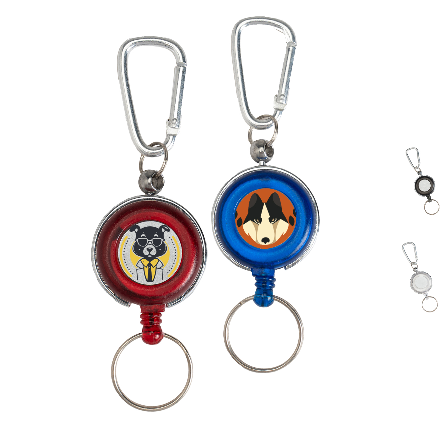 Transparent Round Badge Reel Holder w/ Carabiner & Keyring 3