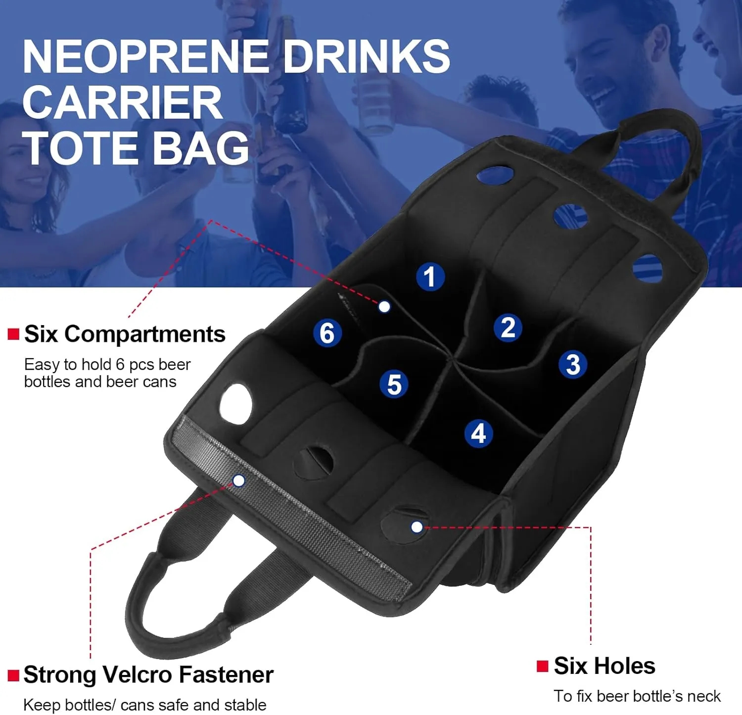 6 Pack Insulated Neoprene Bottle Cooler Bag 2
