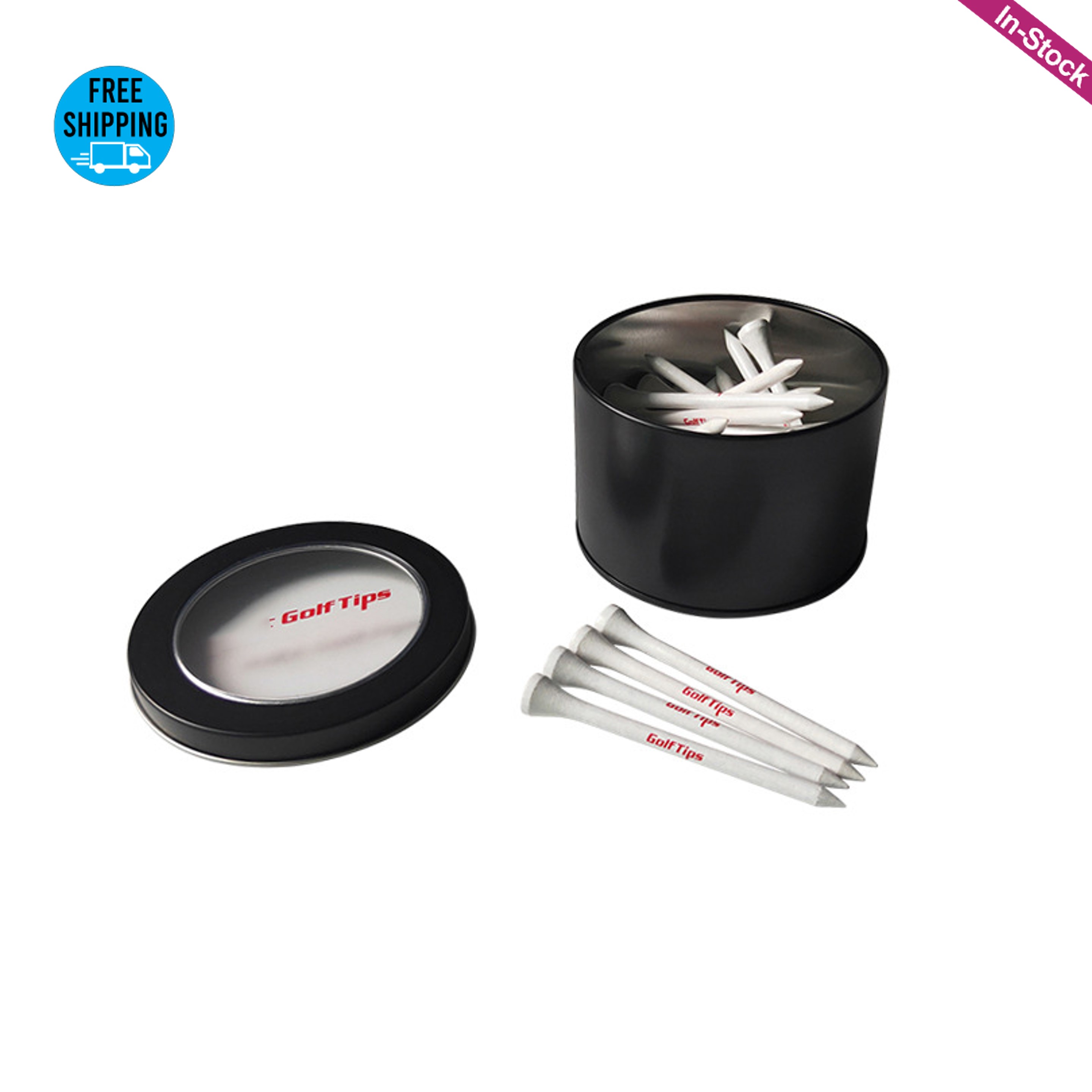 50pcs 2-3/4" Wood Golf Tees with Customized Gift Tin 2