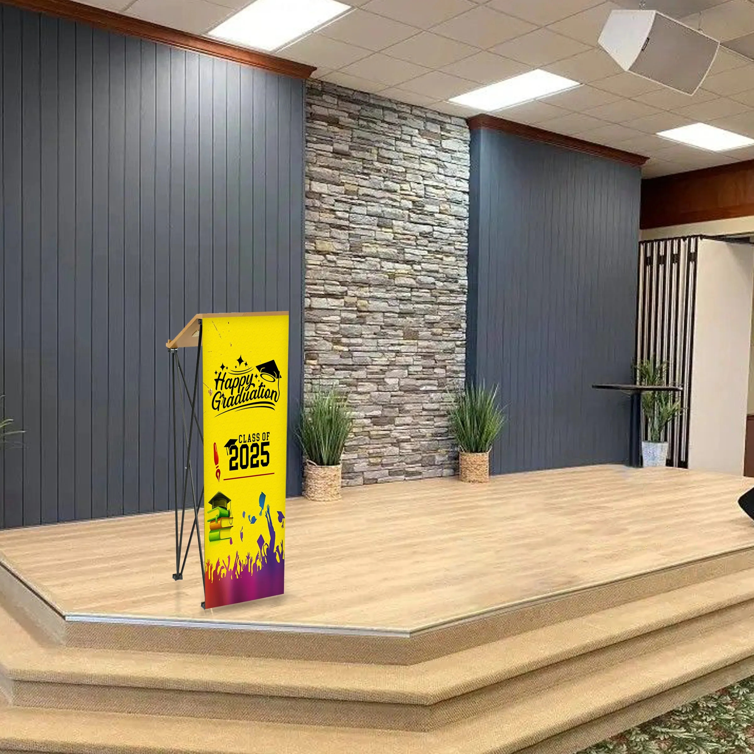Angled Portable Podium Kit - Banner + Hardware 5