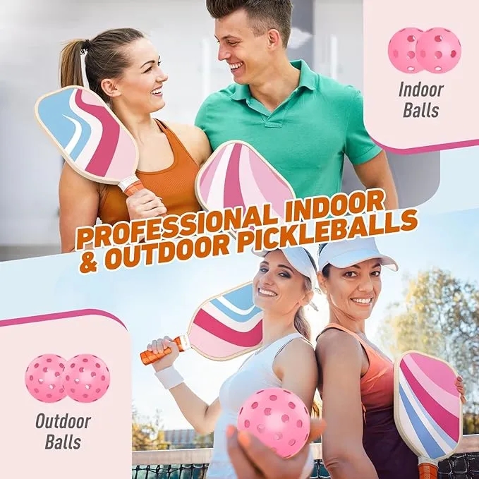 Premium Wooden pickleball racket set 7
