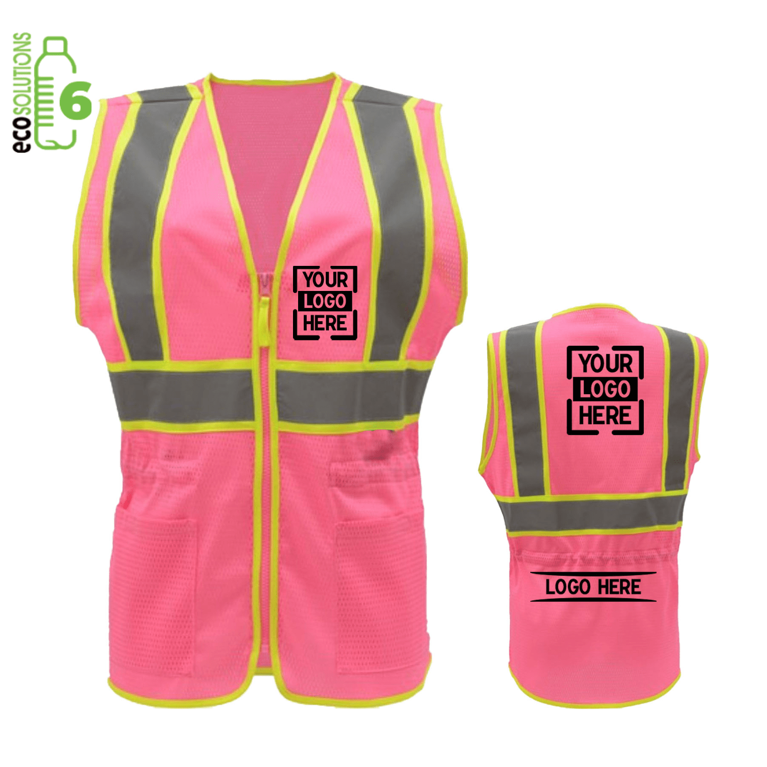 rPET Class 2 Lady Mesh Reflective Tape Safety Vest with 2 Pockets 5
