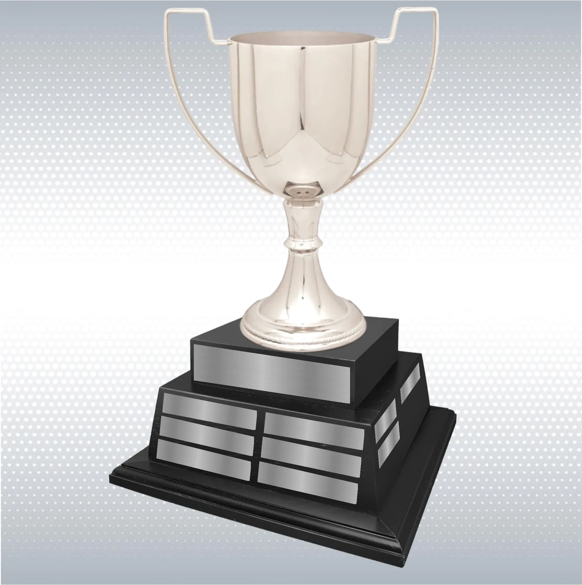 17" Completed Zinc Cup Perpetual Trophy On Black Wood Base 8