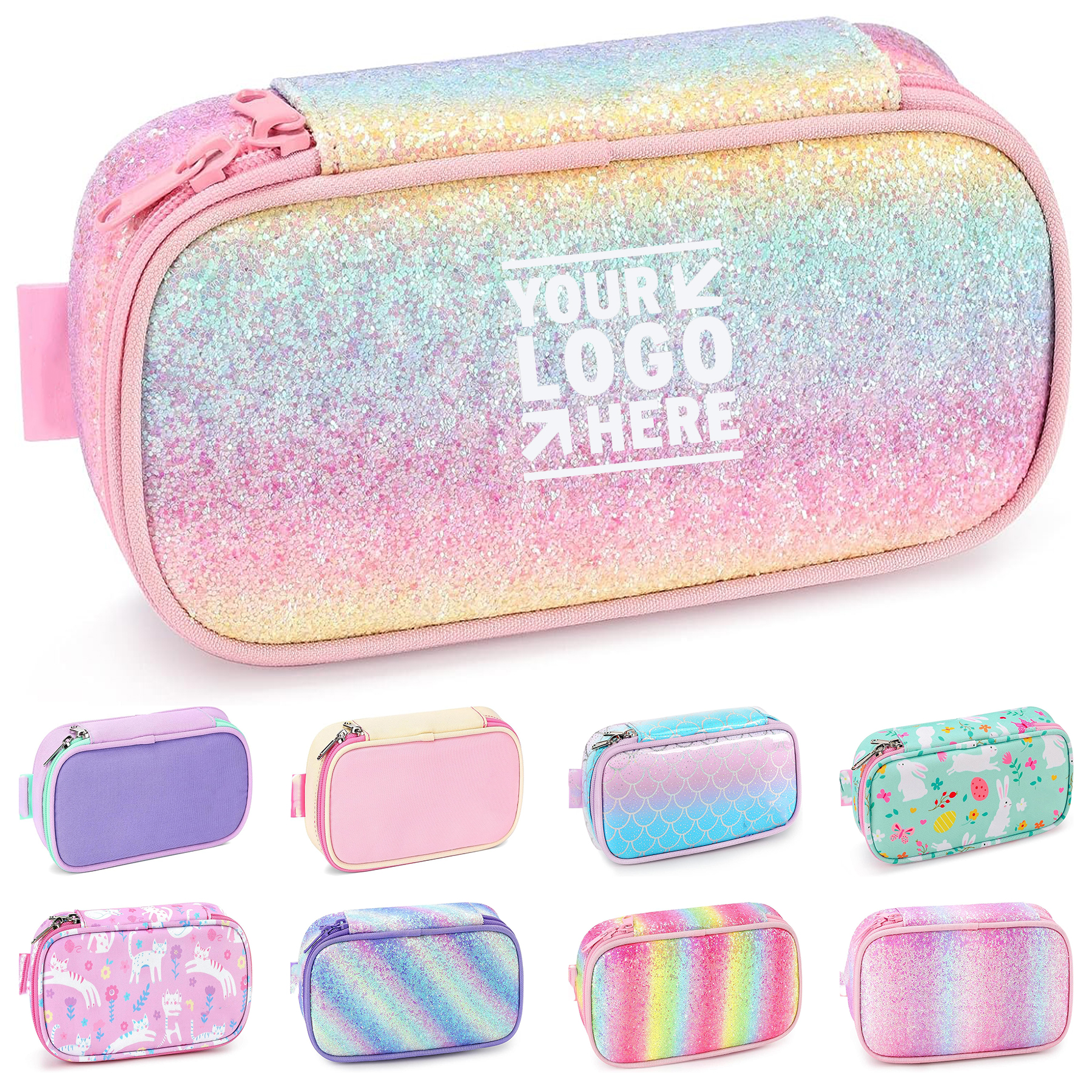 Kids Girls Boys Pencil Case Pouch Soft Rainbow Pen Box 2