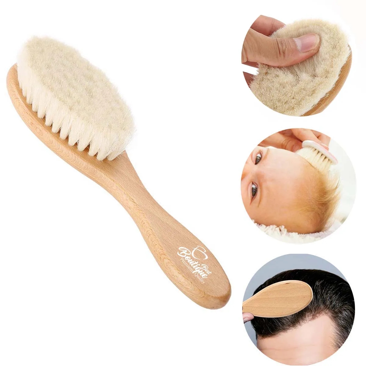 Multifunction Natural Soft Goat Hair Wooden Handle Babybrush 3
