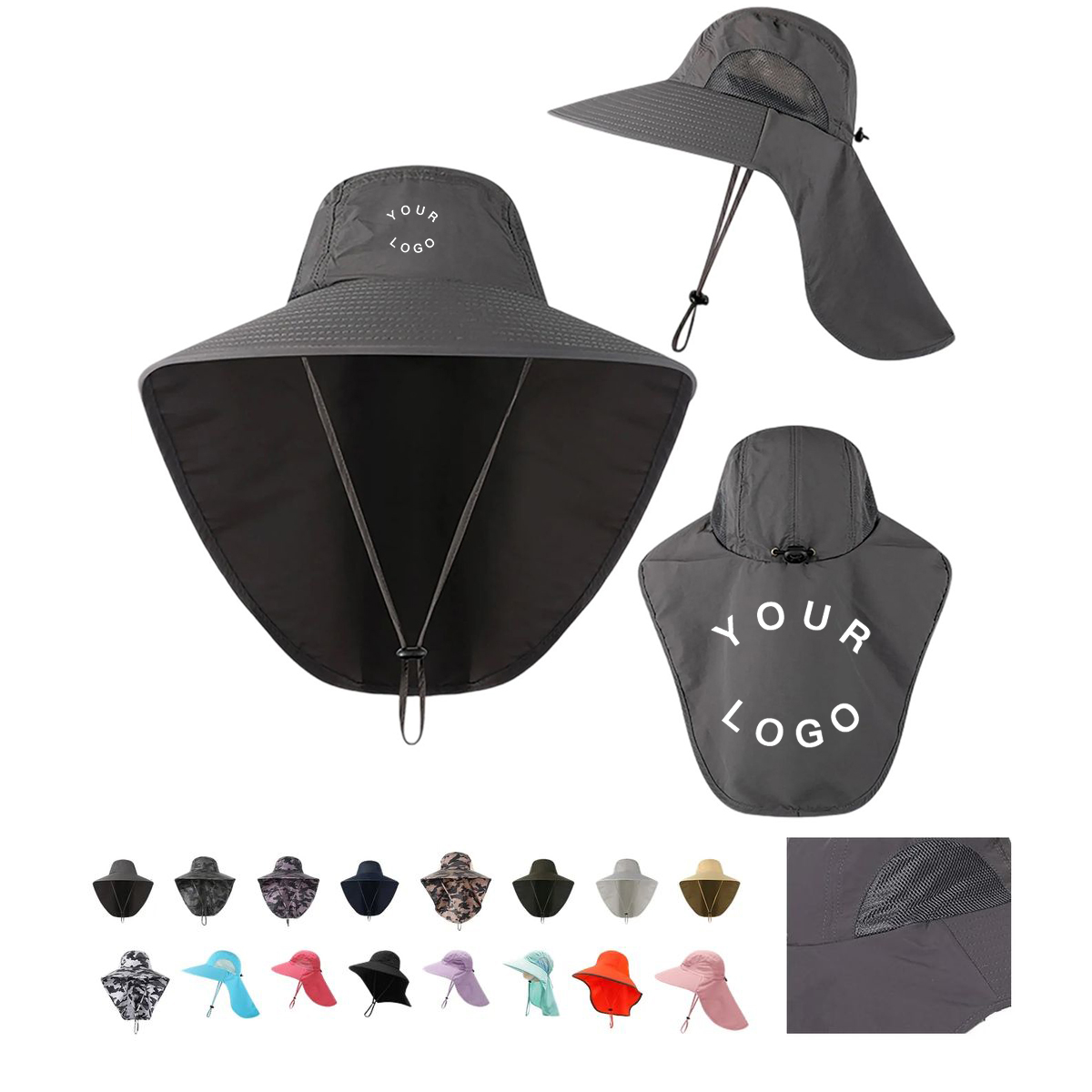 Nylon Sun Hat with Wide Brim and Neck Flap 3