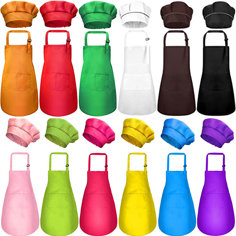 Youth Aprons Chef Hats Set 6