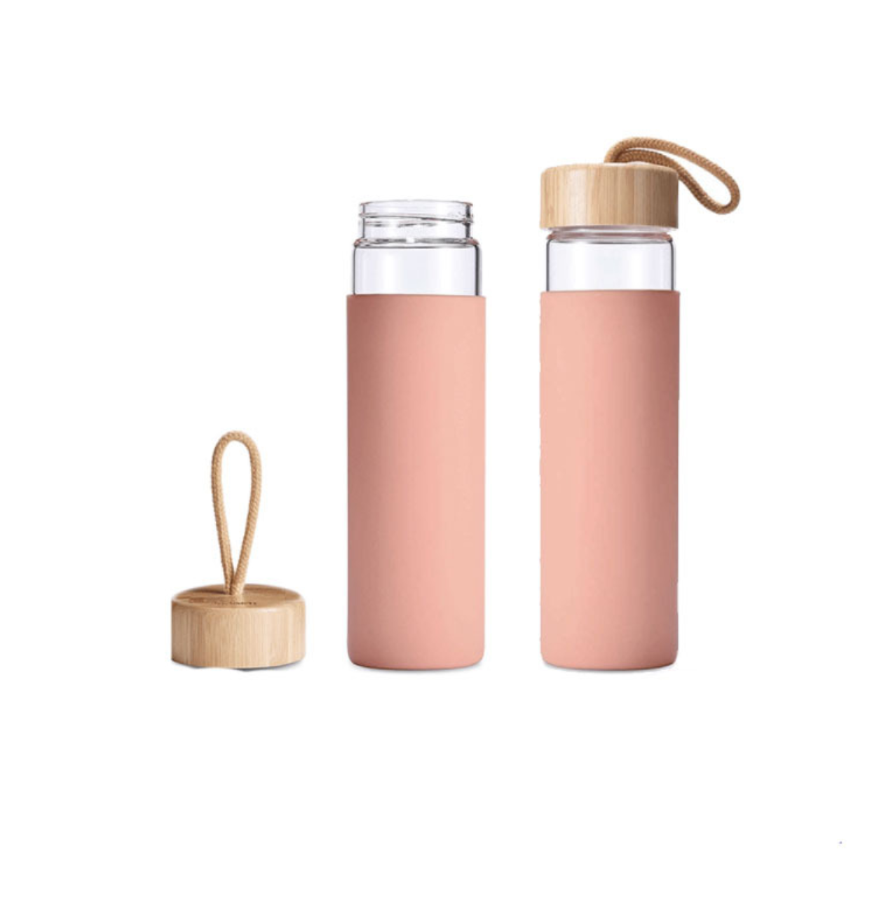 16oz. Glass Water Bottle with Bamboo Lid and Silicone Sleeve 3