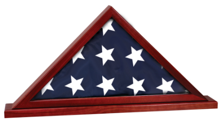25 1/2" x 12 3/4" Rosewood Finish Flag Display Case with Base Attached 1