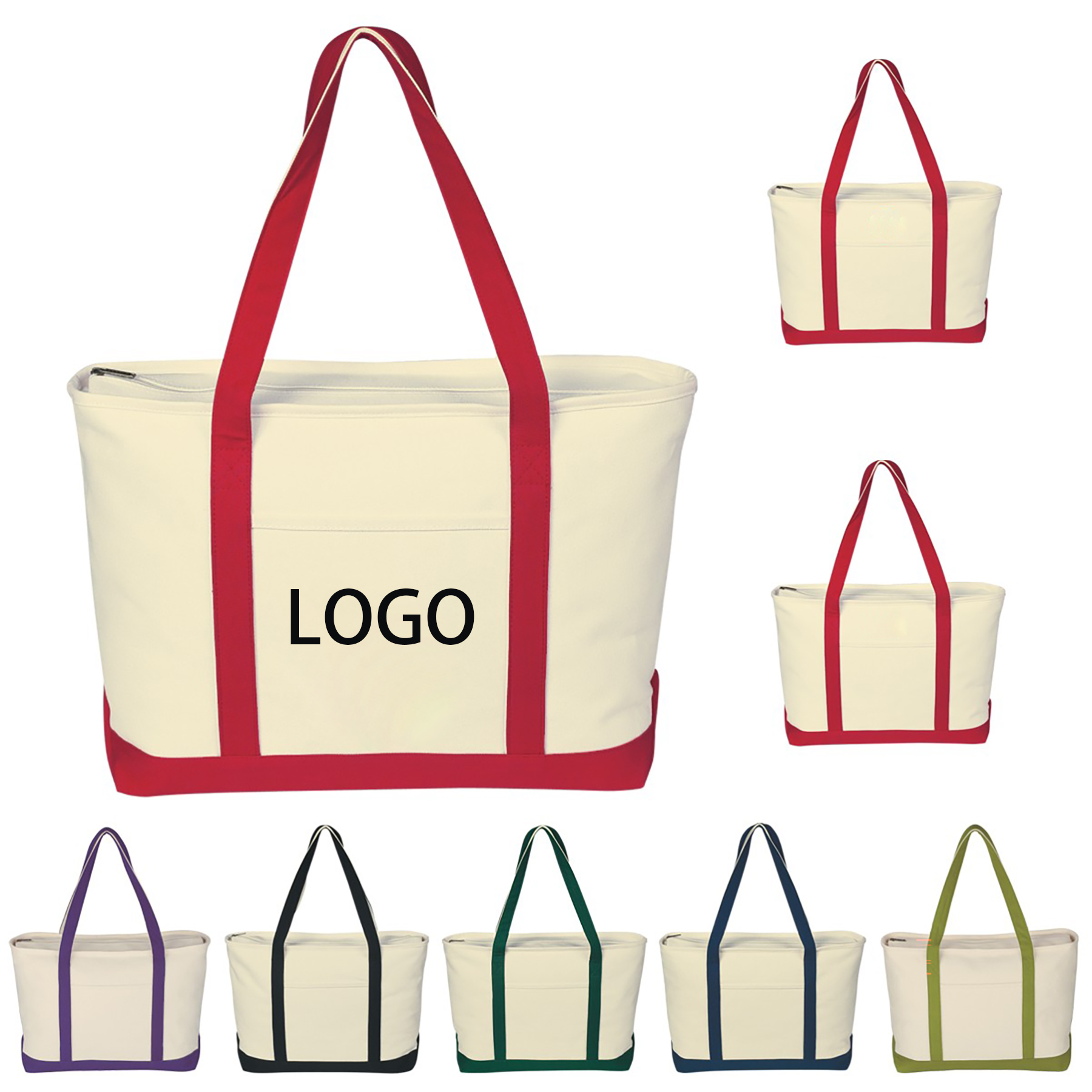 Canvas Tote Bag with an External Pocket, custom tote bag with logo imprint 1