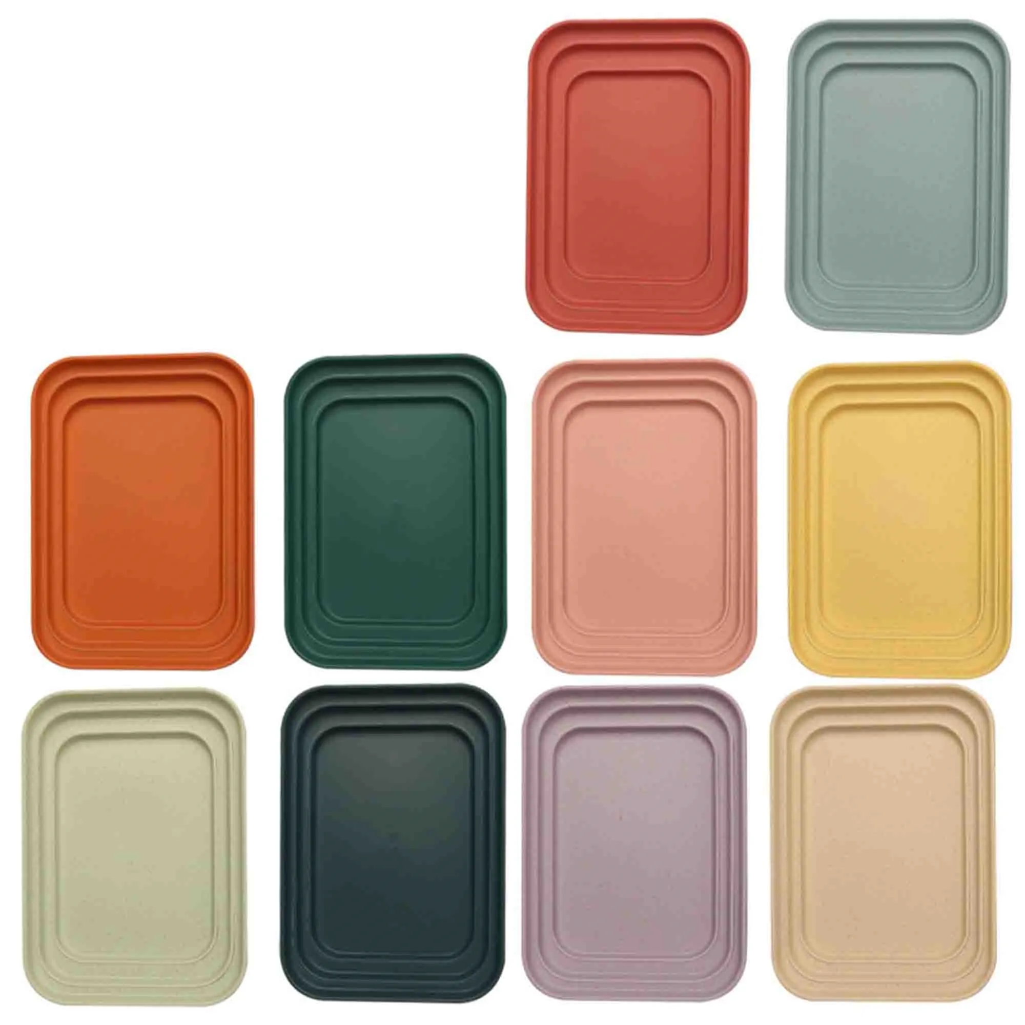 Rectangle Lightweight Wheat Straw Food Tray Plastic Plate 5