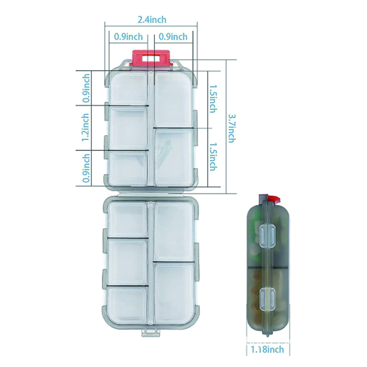 10-Compartment Pill Box with 147 Medication Label Stickers 6