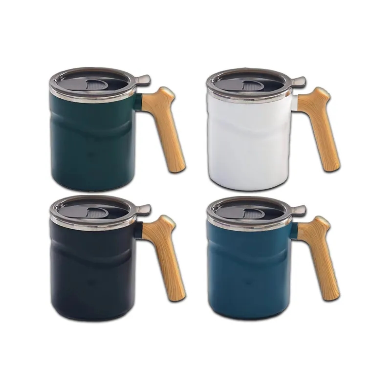 17 oz Stainless Steel Cup With Wooden Handle 5