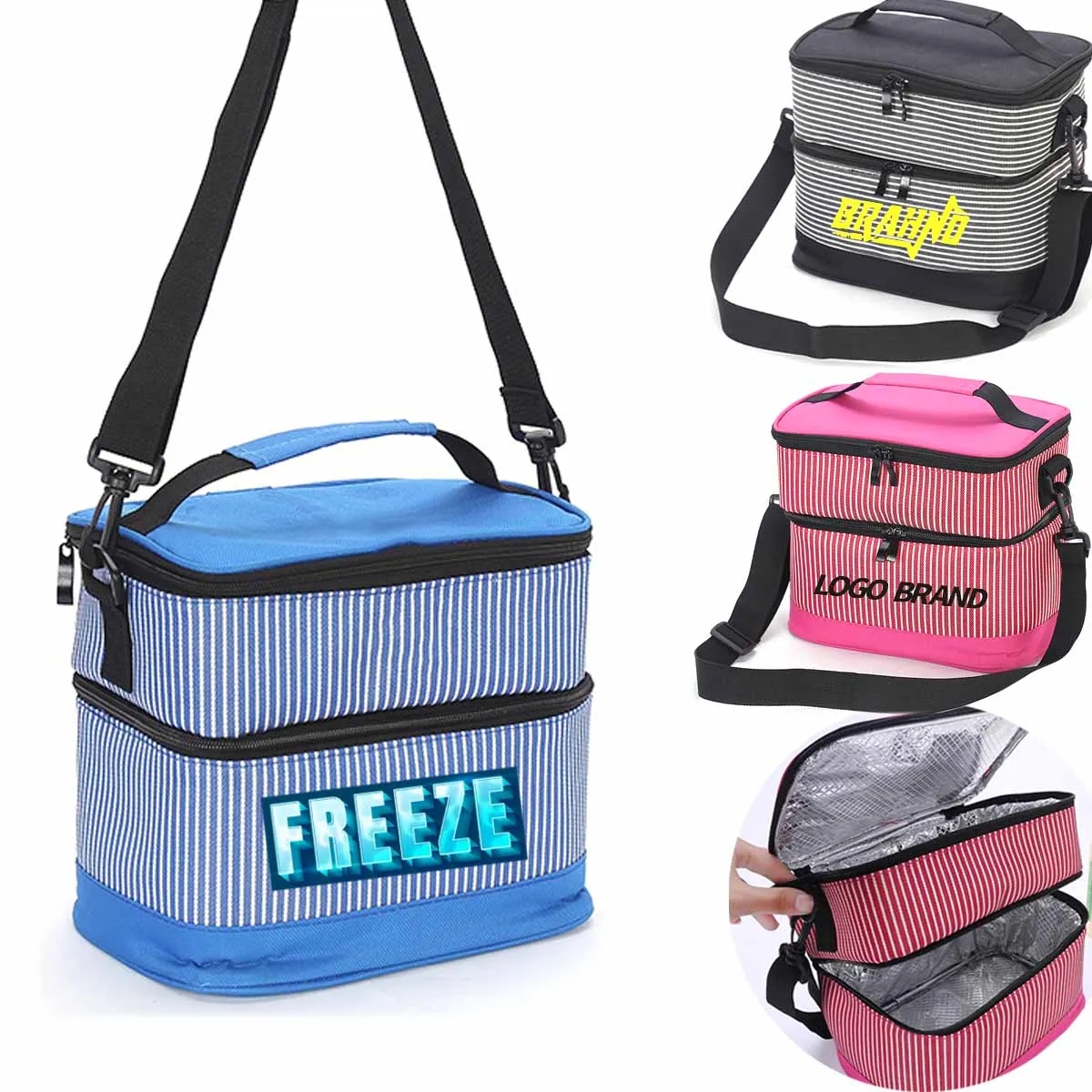 2 Layer Insulated Lunch Thermal Cooler Bag Grocery Tote Bag 2