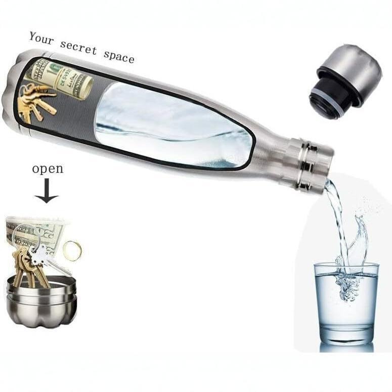 Stainless Steel Tumbler Water Bottle w/ Safe Bottom Storage 3