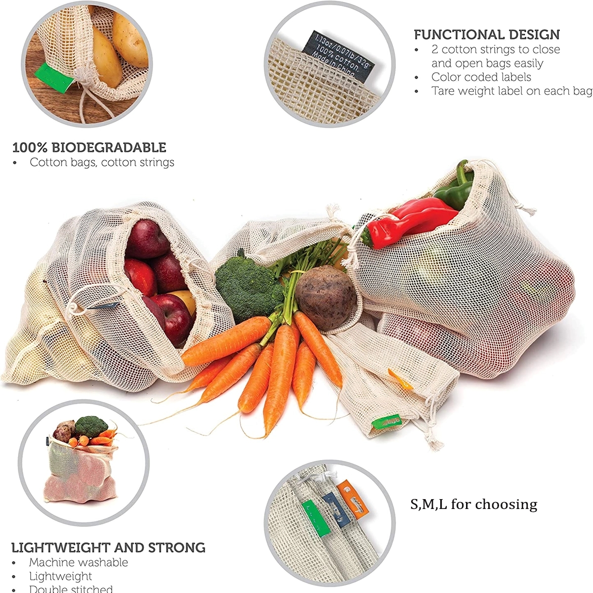 Organic Cotton Mesh Produce Bags 2