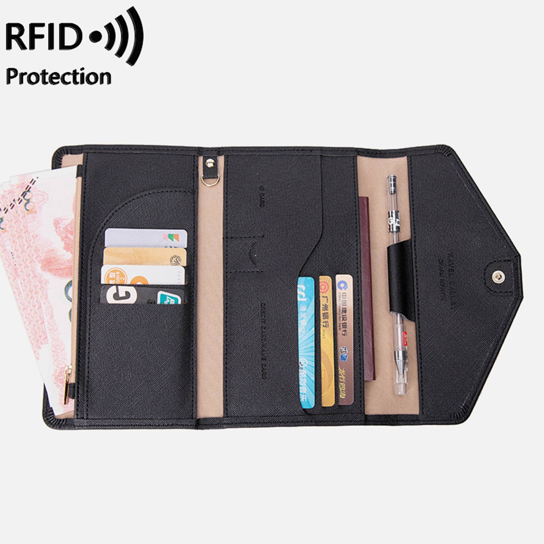 PU leather RFID multifunctional passport wallet for women 2
