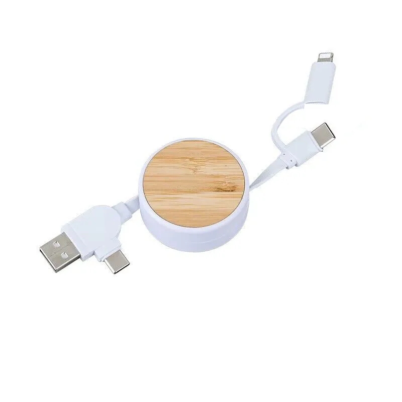 Bamboo Retractable Duo Charging Cable 5