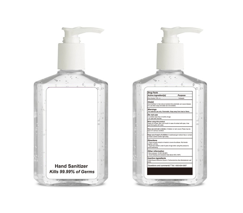 Hand Sanitizer Gel with Pump, 8 oz. - Blank 3
