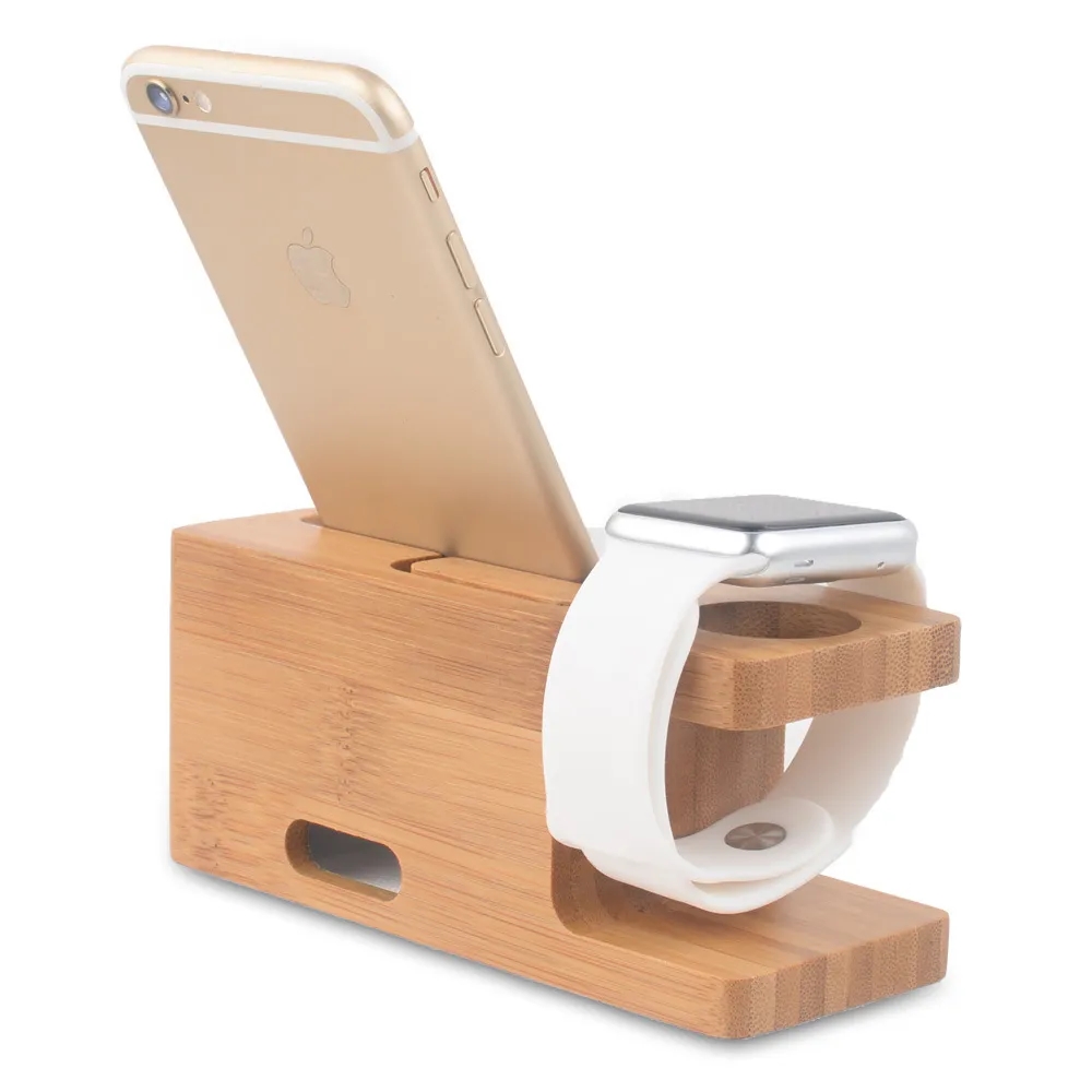 Bamboo Wood Charging Holder for Watch Phone 1
