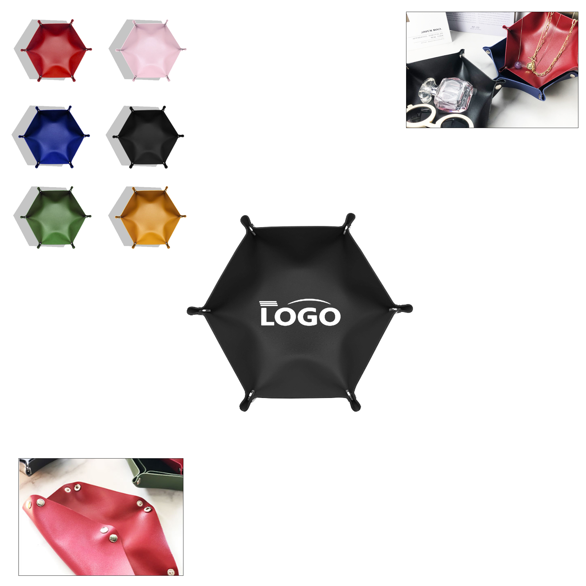 Hexagonal PU Leather Lipstick Cosmetics Storage Box 2