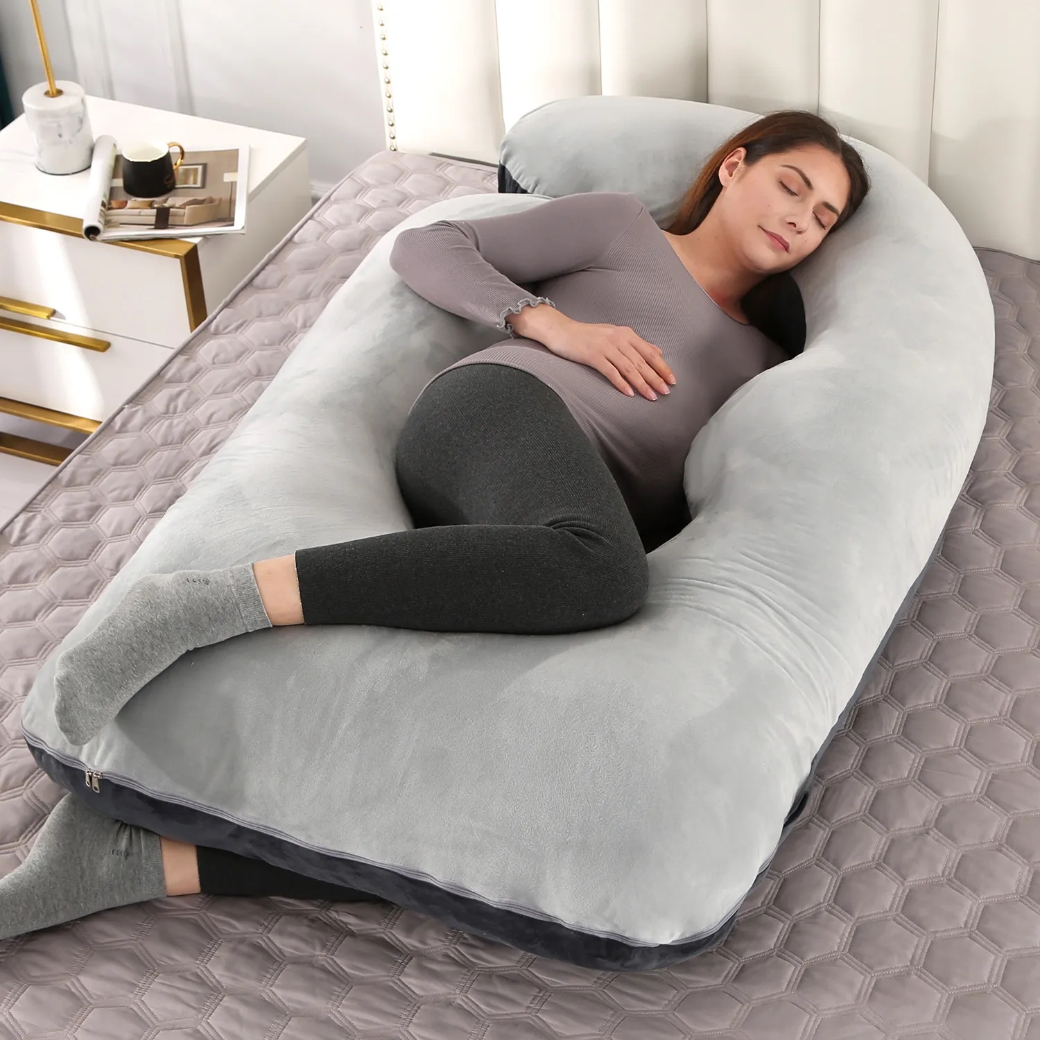 U Shaped Full Body Maternity Pillow With Removable Cover 10
