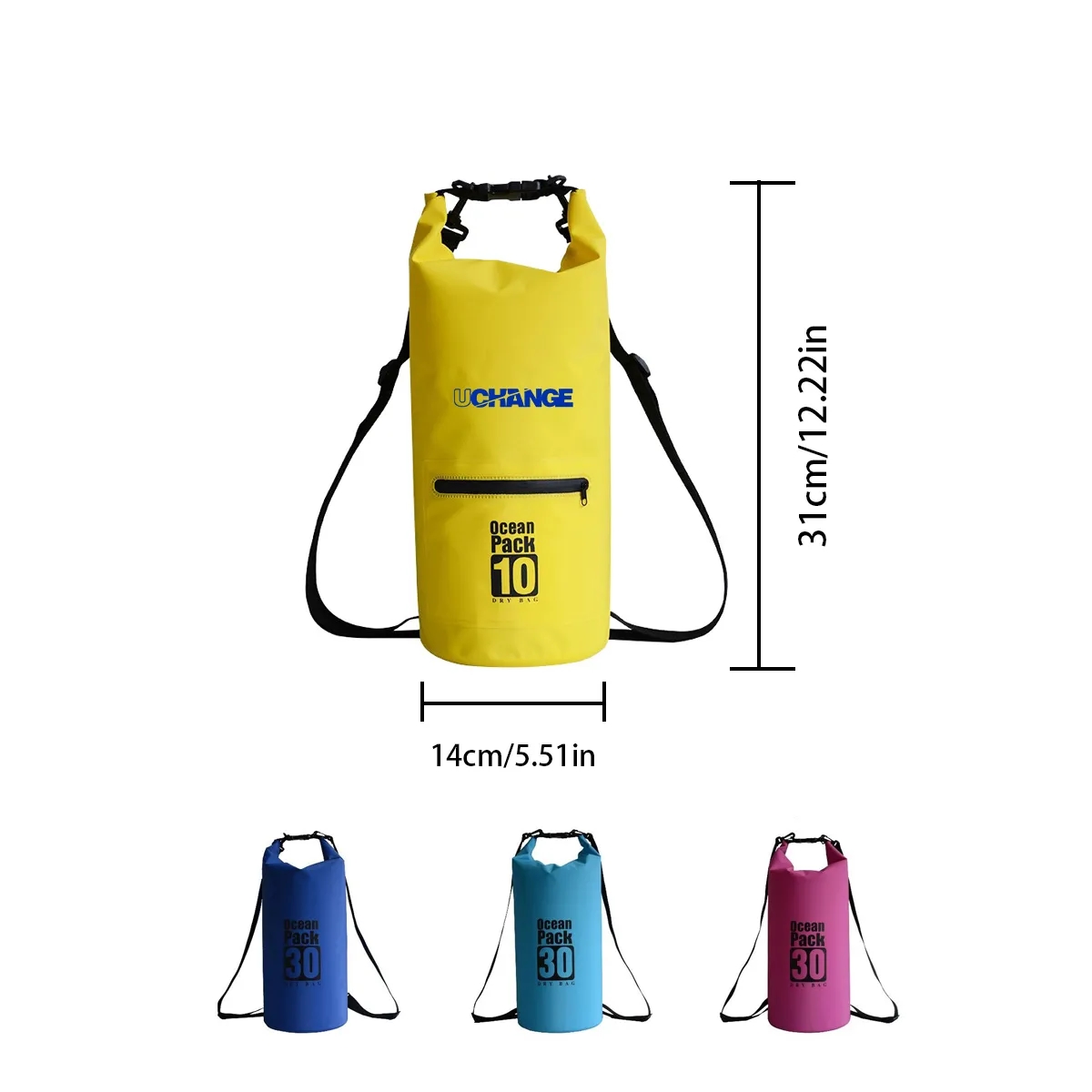 Roll Top Dry Bag Backpack 10L With Zipper Pocket 3