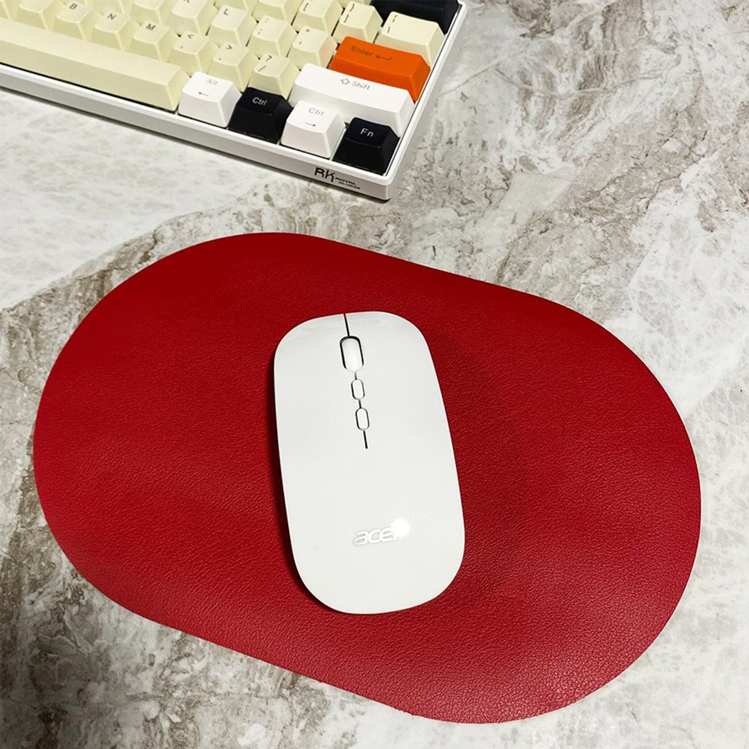 Oval PU Leather Solid Color Mouse Pad 8
