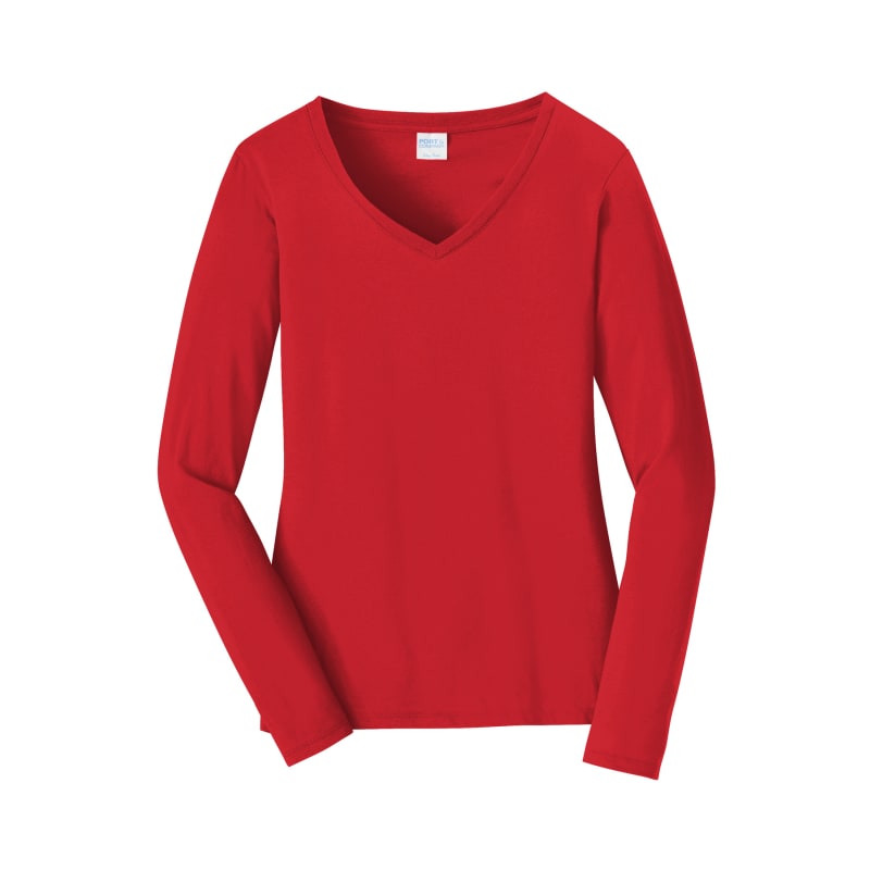 Port & Company Women's Long Sleeve Fan Favorite V-Neck Tee. 84