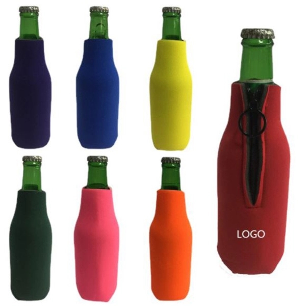 Neoprene Bottle Cooler With Zipper, custom can cooler with logo imprint 2