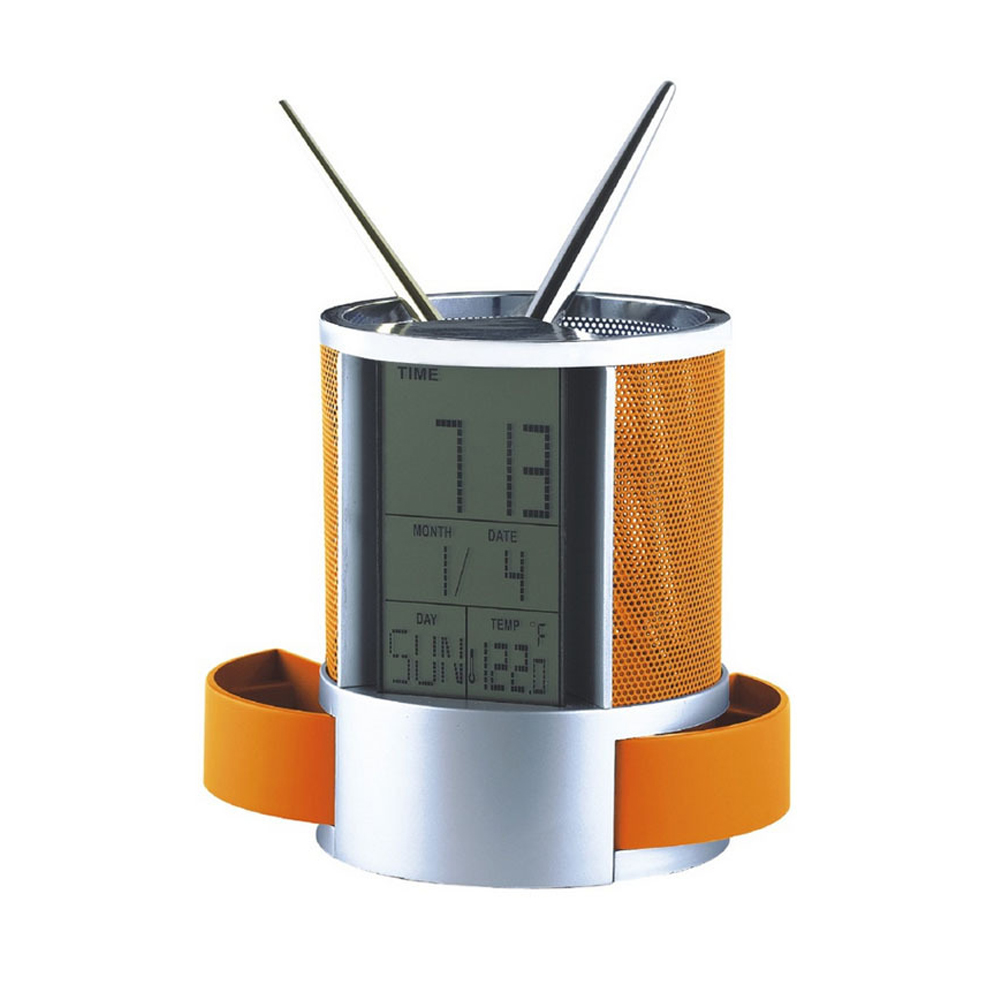 Digital LCD Desk Pen Holder Alarm Clock 3