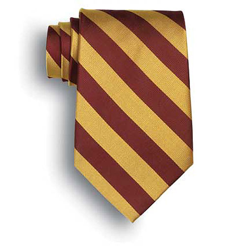 School Signature Stripes Tie - Maroon/Gold 2