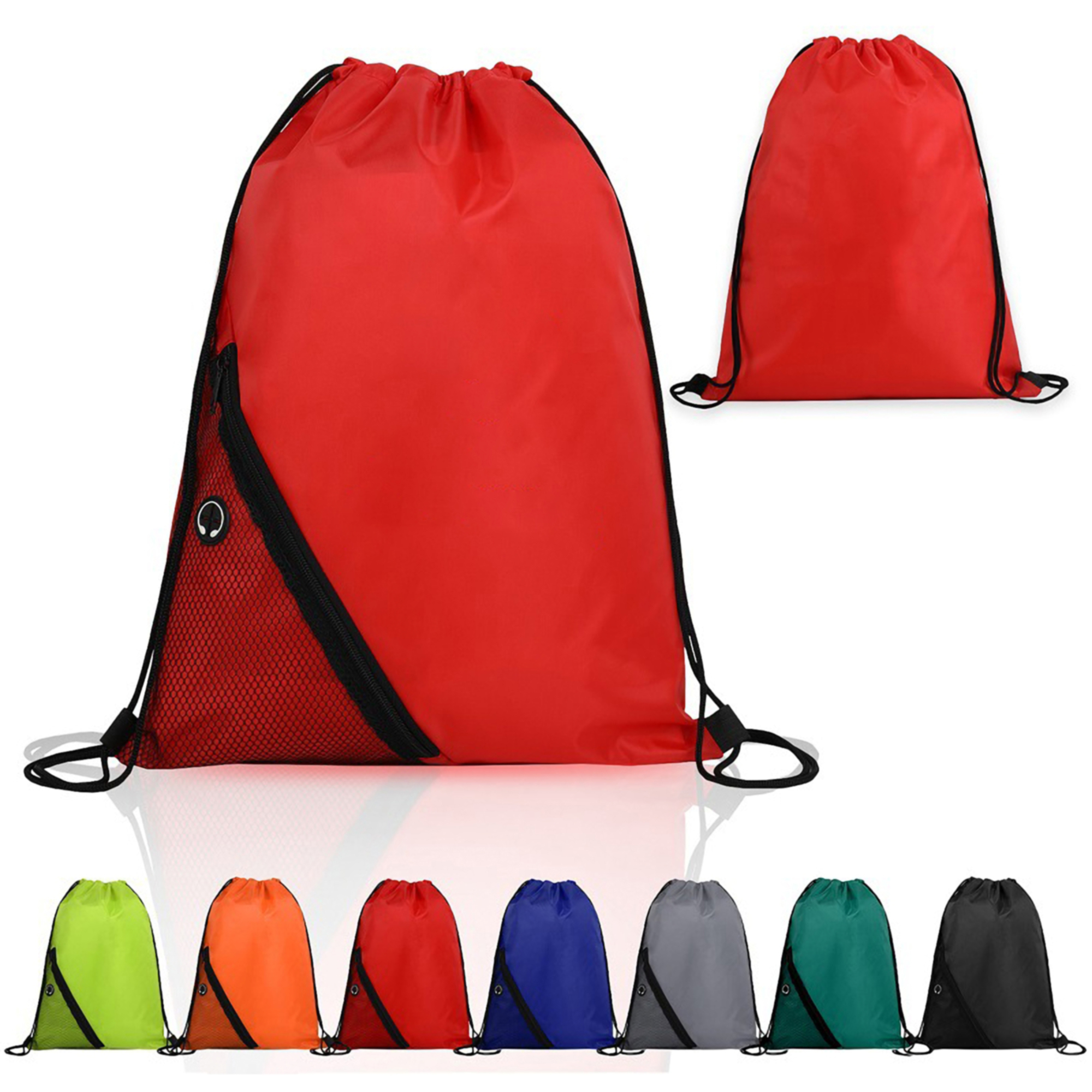 Drawstring Backpack with Zipper 3