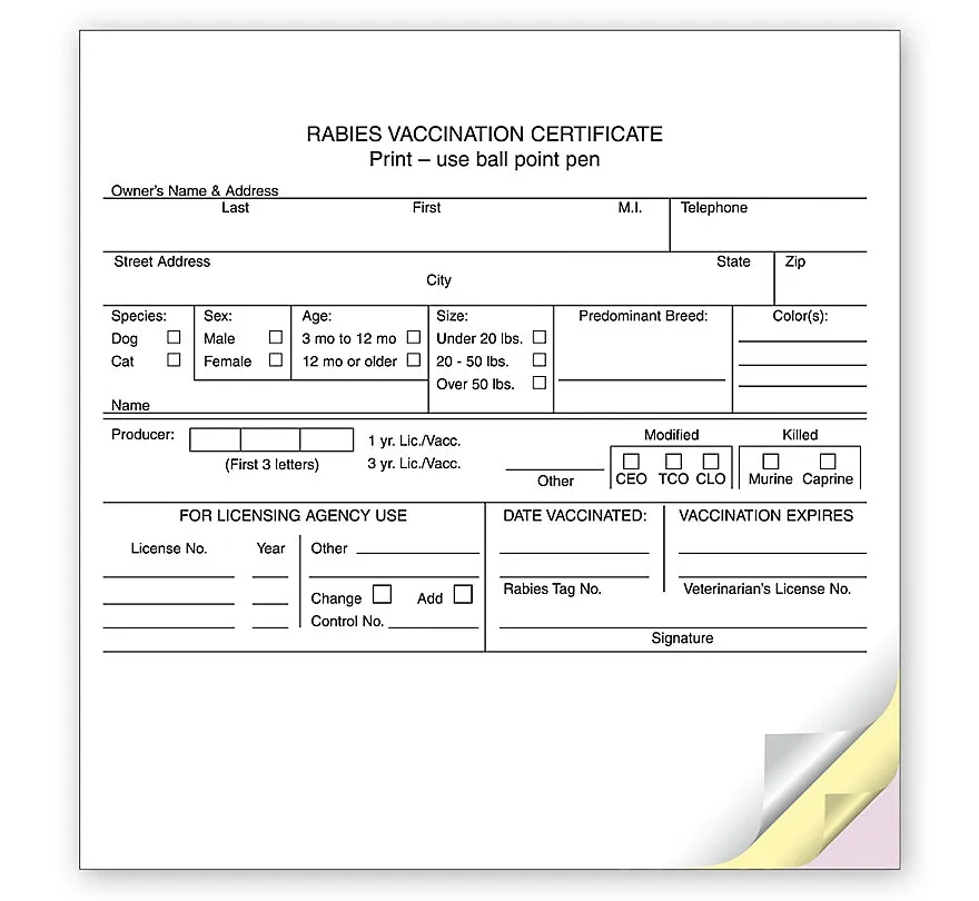 Vet Rabies Vaccination Certificates 1
