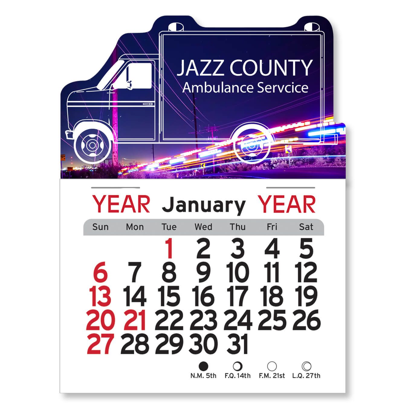 Adhesive Peel-N-Stick® Calendar - Ambulance 4