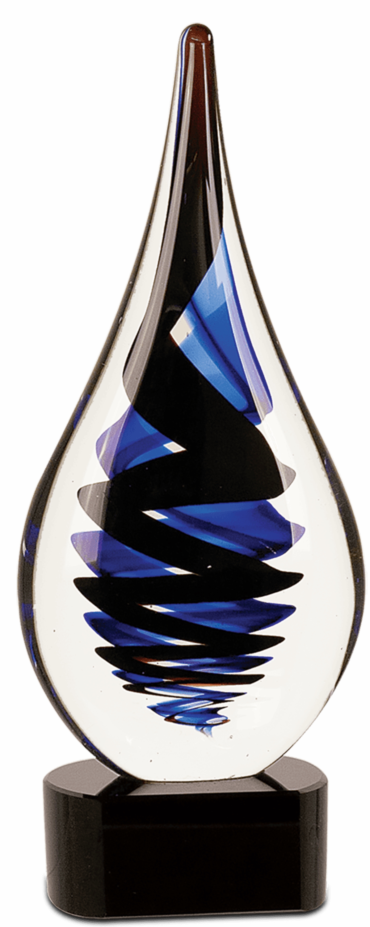 11 1/4" Black Twist Rain Drop Art Glass Award 2