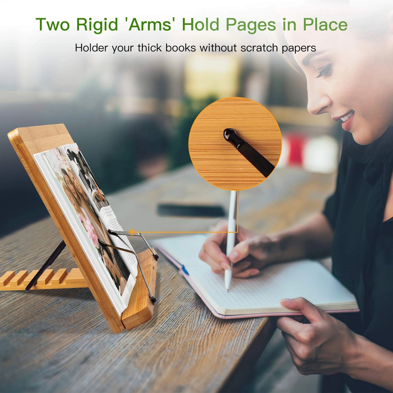 13.4" X 9.5" Adjustable Bamboo Book Stands Cookbook Holder 2