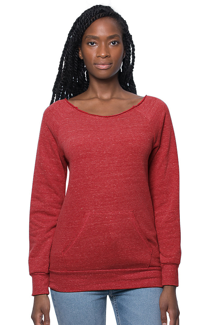 Womens Fashion Fleece Raglan Pouch Pocket 2