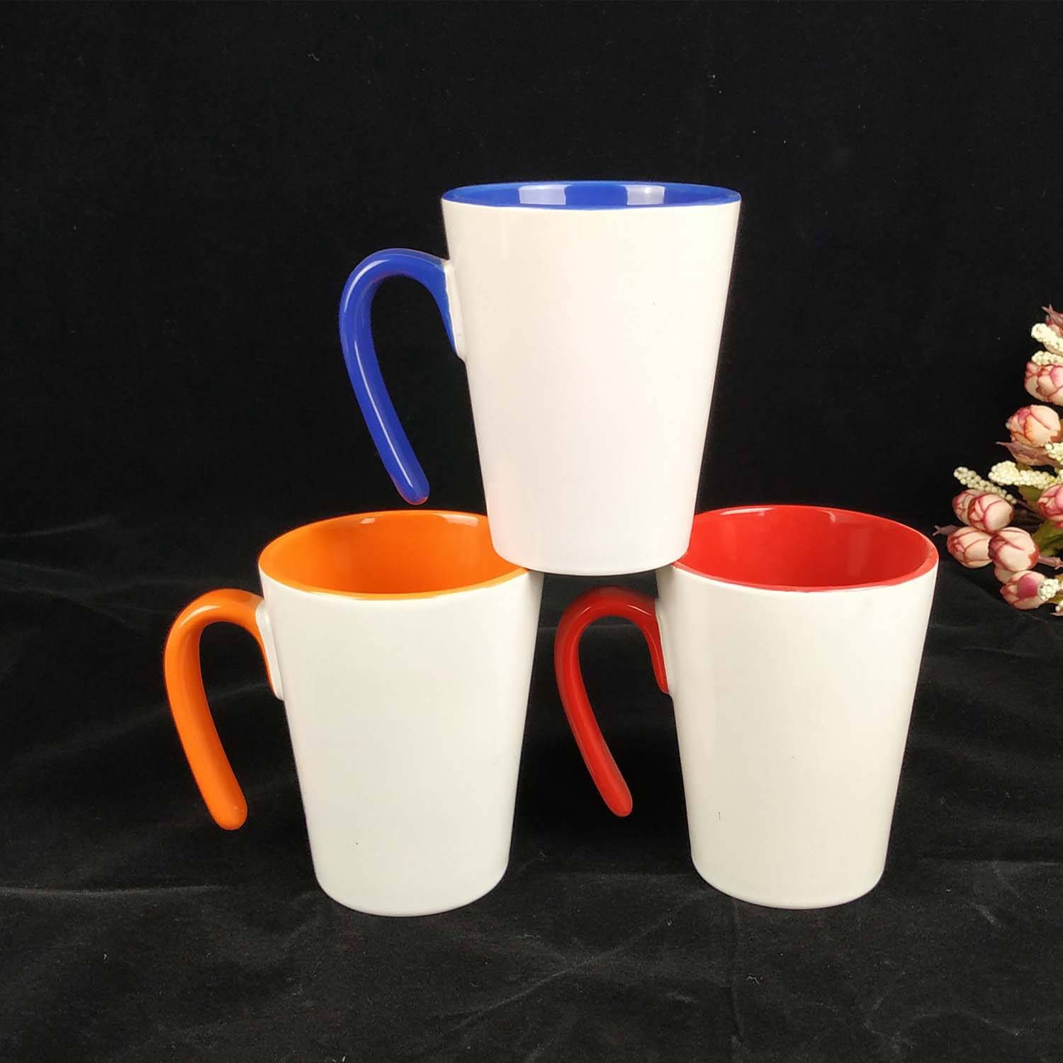 12OZ V-Shaped With Open Handle Ceramic Cup 5