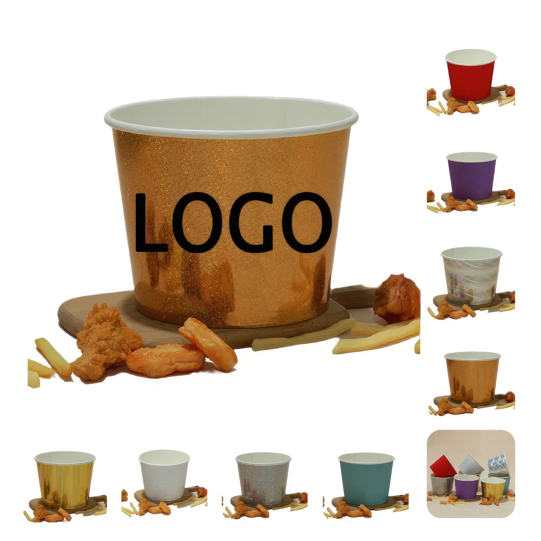 Custom 85/150 oz Chicken Popcorn Snack Food Paper Bucket 150 oz 2