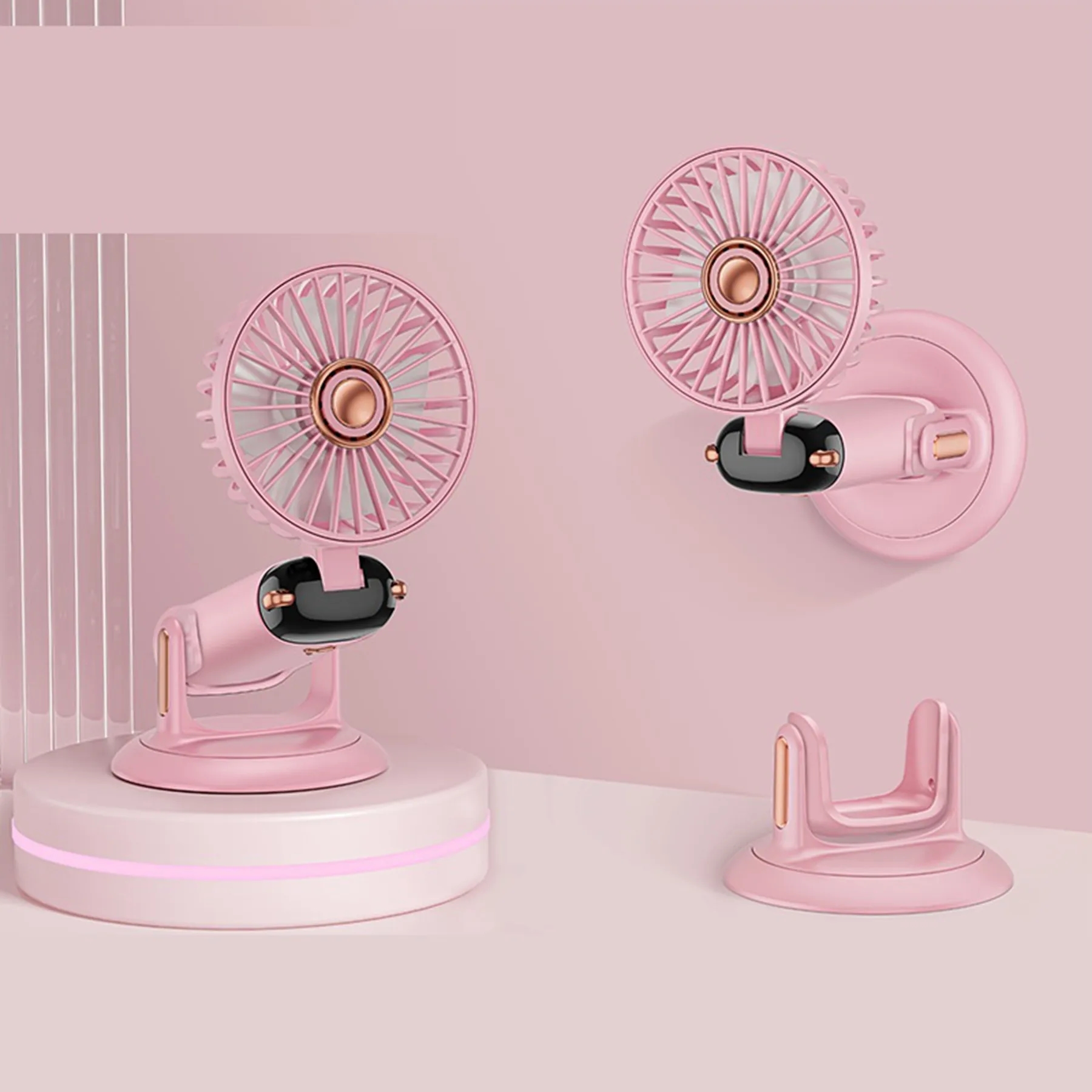 2400 mAh Foldable USB Rechargeable  LED Display Handheld Fan 2